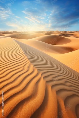ripples in golden desert sand dunes, created with generative ai © Natalia