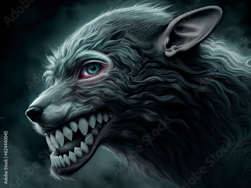 Creepy werewolf face