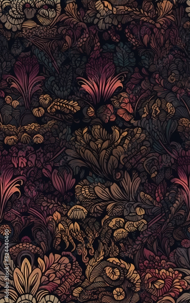 Flower tile square continuous pattern,Seamless collage pattern.created with generative ai tecnology Flower tile square continuous pattern,Seamless collage pattern.created with generative ai tecnology