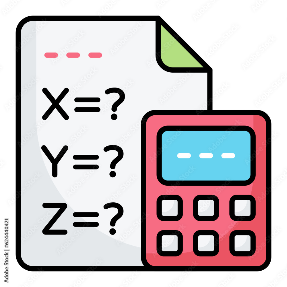 Math Problem Line Color Icon