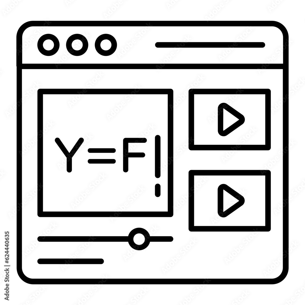 Math Video Line Icon Math Video Line Icon