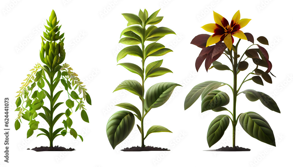 Random flower plant depicted i various stages Ai generated image