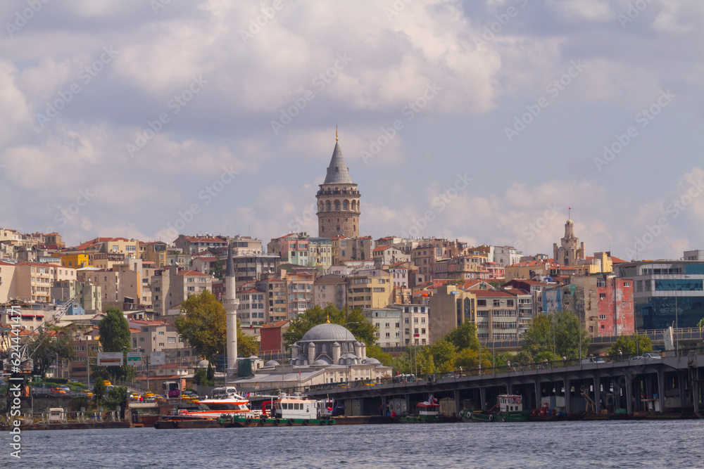 old and aesthetic transportation vehicles in istanbul and the beautiful view of istanbul
