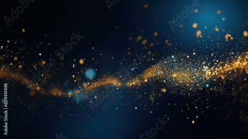 Abstract background with Dark blue and gold particle. Christmas Golden light shine particles bokeh . AI Generative © Tisha