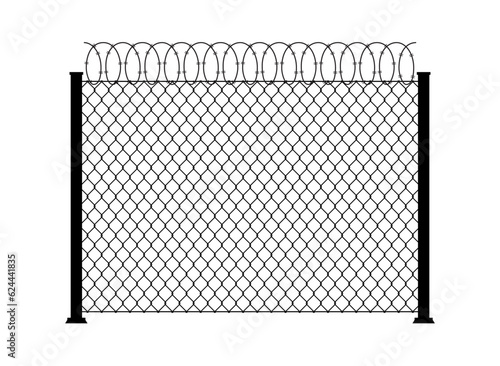 Fence barbed wire metal chain link. Mesh steel net texture fence cage grid wall