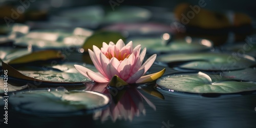 Beautiful Flower or Water Lily Floating on water. AI Generative