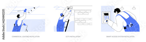 Electrical installations abstract concept vector illustrations.