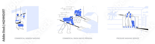 Property exterior maintenance abstract concept vector illustrations.