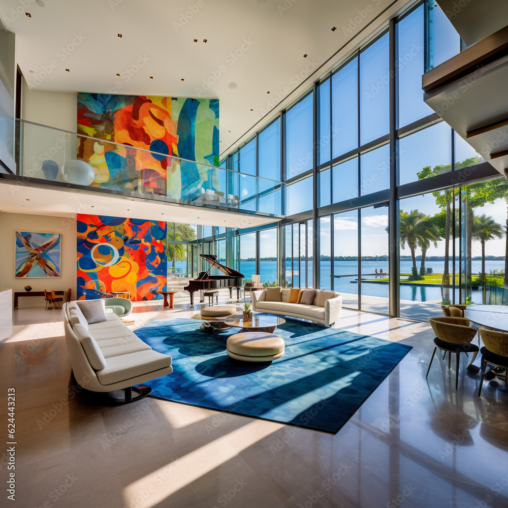 Hyper Room Background modern living room with furniture ultra detailed hyper realistic modern ...