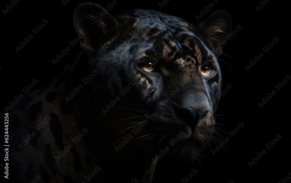 Front view of Panther on dark background. Predator series. AI Generative