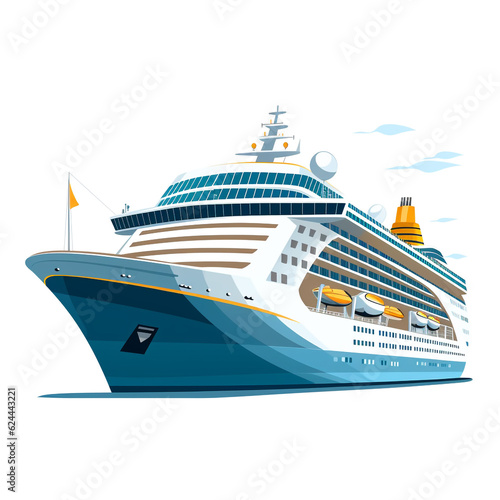 Wallpaper Mural Illustration of a luxury cruise ship isolated on white background. Currently in the position of sailing to the destination.
 Torontodigital.ca