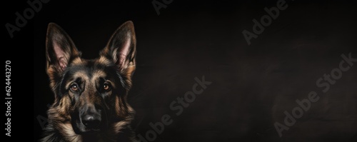 Banner with free copy space for text - beautiful German Shepherd Dog.
