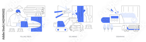 Timber harvesting abstract concept vector illustrations.