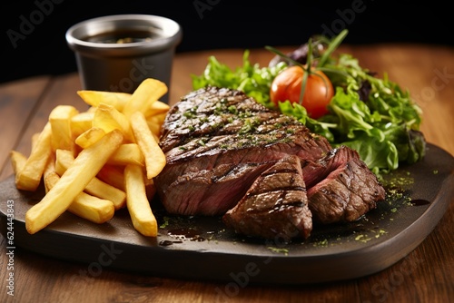 Succulent fillet steak and fries | Generative AI