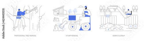Tree removal service abstract concept vector illustrations.