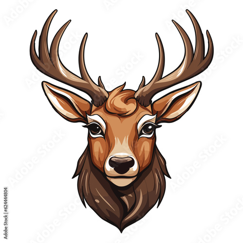 deer head illustration,deer vector illustration,kawaii style sticker,wild animals,editable vector,printable