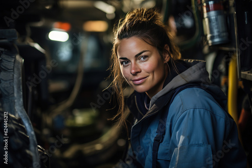 A Skilled Mechanic woman Fine-Tuning a Vehicle for Optimal Performance © arhendrix