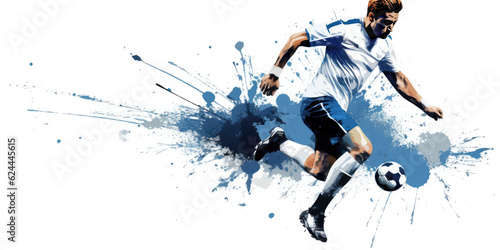 Isolated White Background" - This vector illustration depicts a football soccer player in action against an isolated white background. Football Soccer Generative Ai Digital Illustration