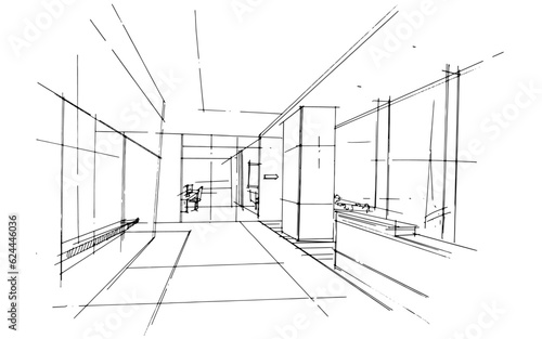 office line drawing,a line drawing Using interior architecture, assembling graphics, working in architecture, and interior design, among other things.,house interior or interior design
