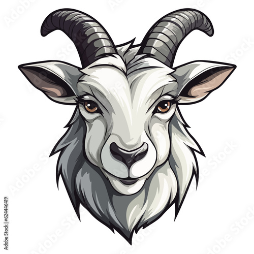 beautiful cute goat vector illustration,white color goat sticker,farm animal illustration,editable,ready to print