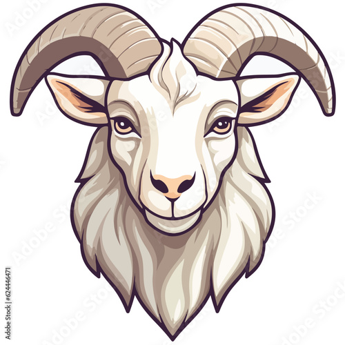beautiful cute goat vector illustration,white color goat sticker,farm animal illustration,editable,ready to print