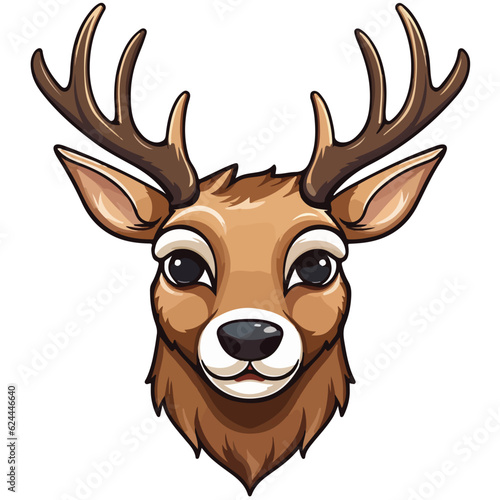 deer head illustration,deer vector illustration,kawaii style sticker,wild animals,editable vector,printable