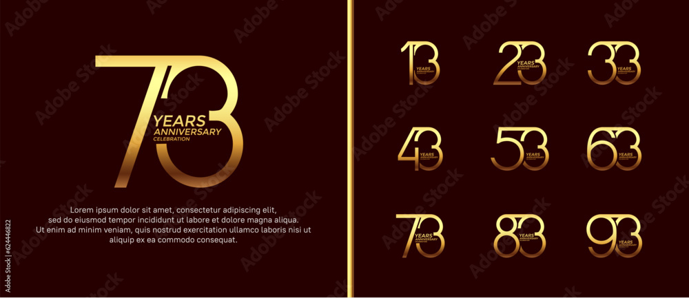 set of anniversary logo golden color on brown background for celebration moment