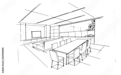 living room line drawing,a line drawing Using interior architecture, assembling graphics, working in architecture, and interior design, among other things.,house interior or interior design