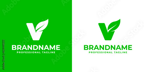 Letter V Leaf Logo, suitable for business related to leaf, nature, plant, ecology, or environment with V initial.