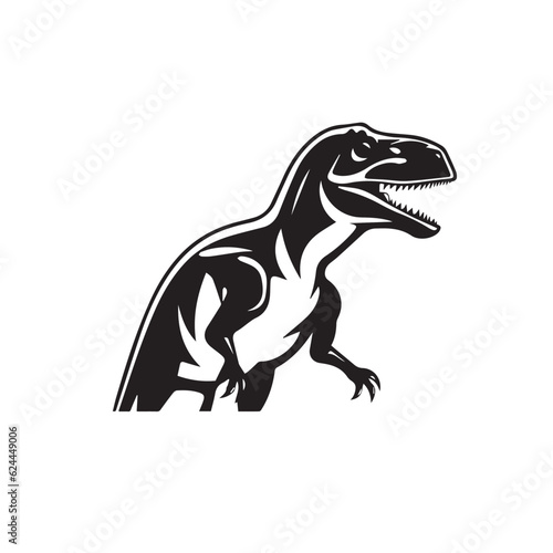 Dinosaur in doodle, cartoon style. 2d flat vector illustration in logo, icon style. Black and white © Alexey