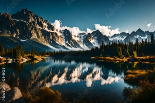 lake in the mountains generated ai © aimenyounas