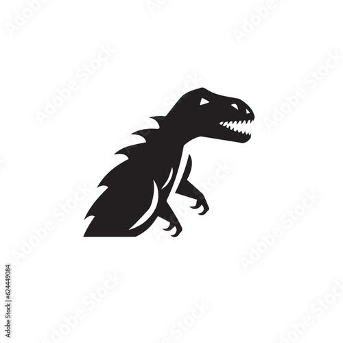Dinosaur in doodle  cartoon style. 2d flat vector illustration in logo  icon style. Black and white