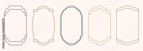 Modern minimalist aesthetic line arch frames in trendy boho style. Modern Y2K vector design outline elements - geometric form for banner, social media, poster. Shape Islamic door and window silhouette