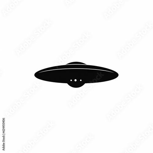 silhouette of a flying saucer ufo in white background