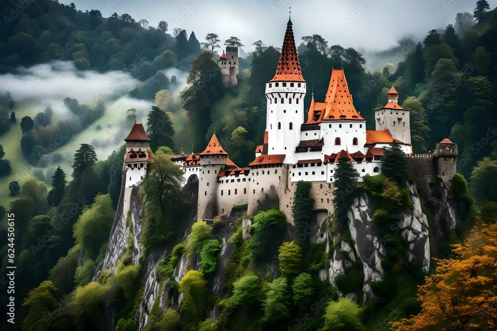 Obraz na płótnie bled castle in the mountains AI GENERATED w salonie