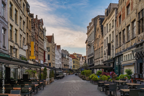 Antwerp Belgium, city skyline at Oude Koornmarkt street
