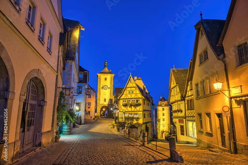 Rothenburg ob der Tauber Germany  night city skyline at Plonlein the Town on Romantic Road of Germany