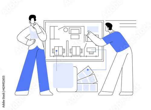 Furniture project abstract concept vector illustration.