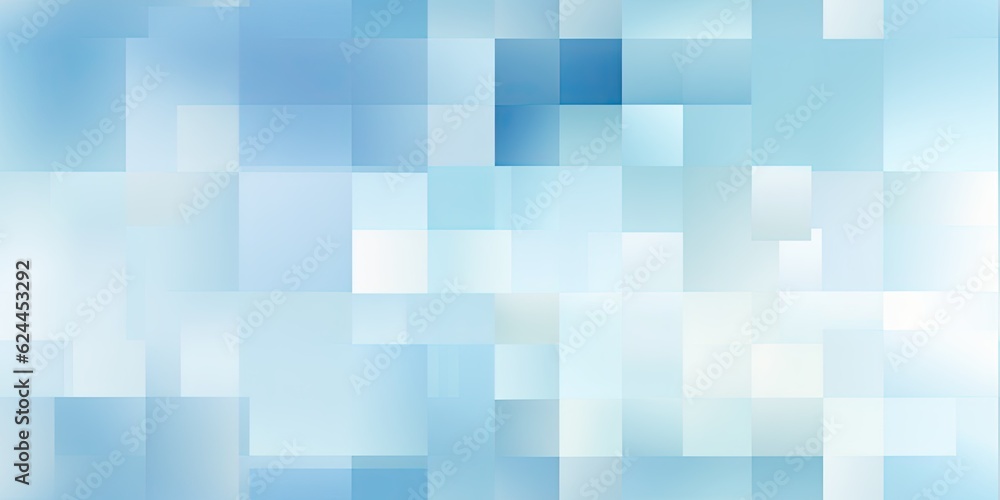 Pixelated Abstraction in Soft Tones-This illustration presents a light blue background featuring an arrangement of rectangles and squares in  Pixelated form  Pattern Generative Ai Digital Illustration