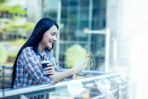 businessman show virtual graphic Global Internet connect Chatgpt Chat with AI, Artificial Intelligence. using command prompt for generates something, Futuristic technology transformation.
