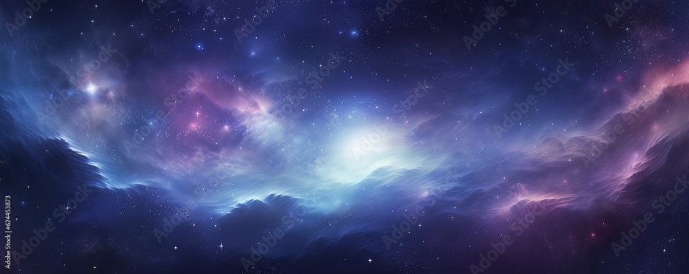Space. Orion Nebula, h. Stars, universe, flashes of light. Dark clouds. The glow of space.AI generation.
