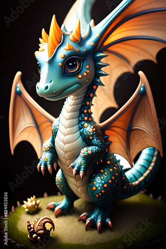 Cute Dragon of year 2024 llustration, generative ai 