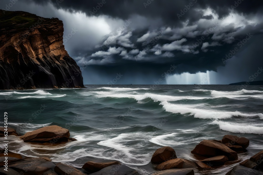 storm over the sea stunning view AI GENERATED