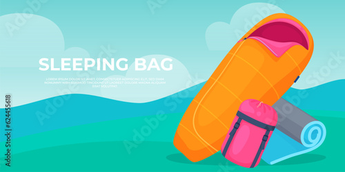 Tourist sleeping bags. Travel, outdoor recreation, fresh air. Comfortable sleep in the open sky. Vector illustration