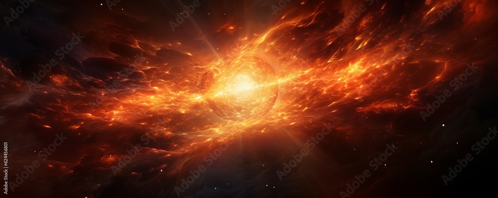 Space. Stars, universe, flashes of light. Sun. The glow of space. ExplosionAI generation. Space. Stars, universe, flashes of light. Sun. The glow of space. ExplosionAI generation.
