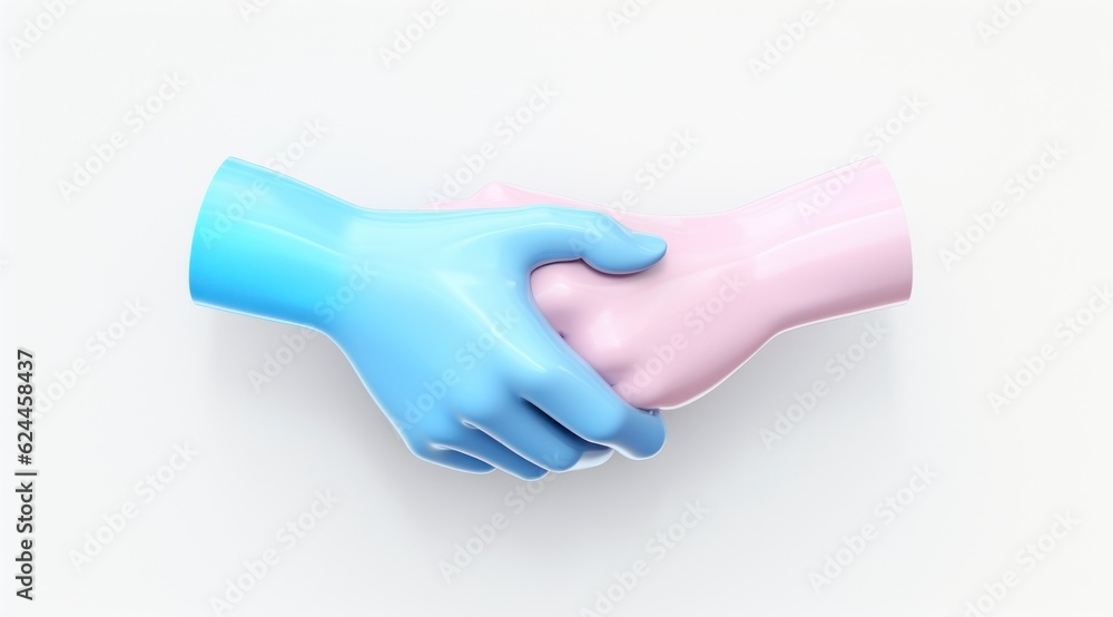 A hand shakes icon, bright pastel color A hand shakes icon, bright pastel color