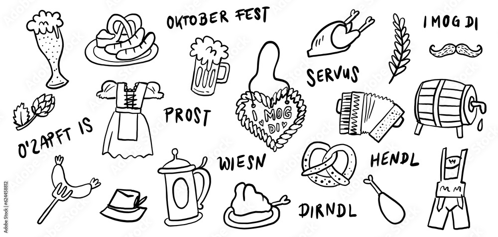 Pattern for German Beer Festival, Oktoberfest in Munich - obrazy, fototapety, plakaty 