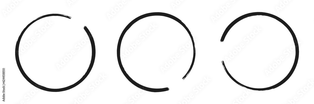 Collection hand drawn round shape. Sketch of circular doodles with a marker. Set of circular frames. Vector illustration on a isolation white background.