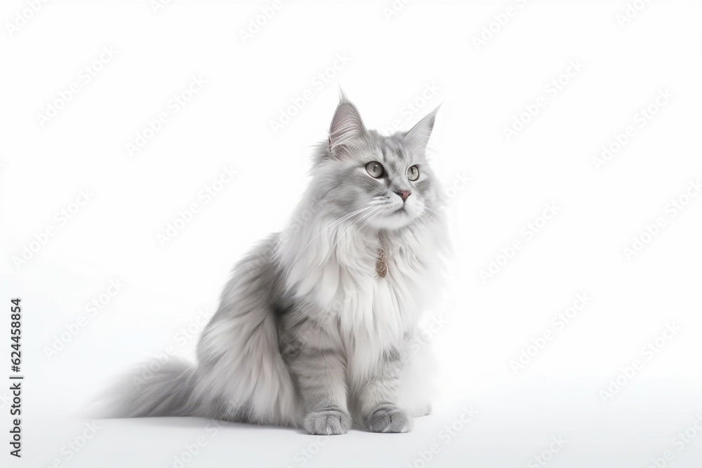 Graceful Feline Beauty on a White Canvas. Generative AI