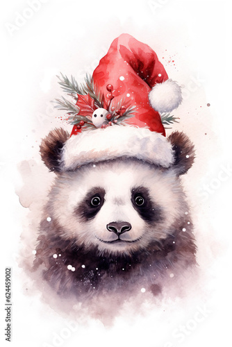 watercolor baby animals Christmas style, ai generated